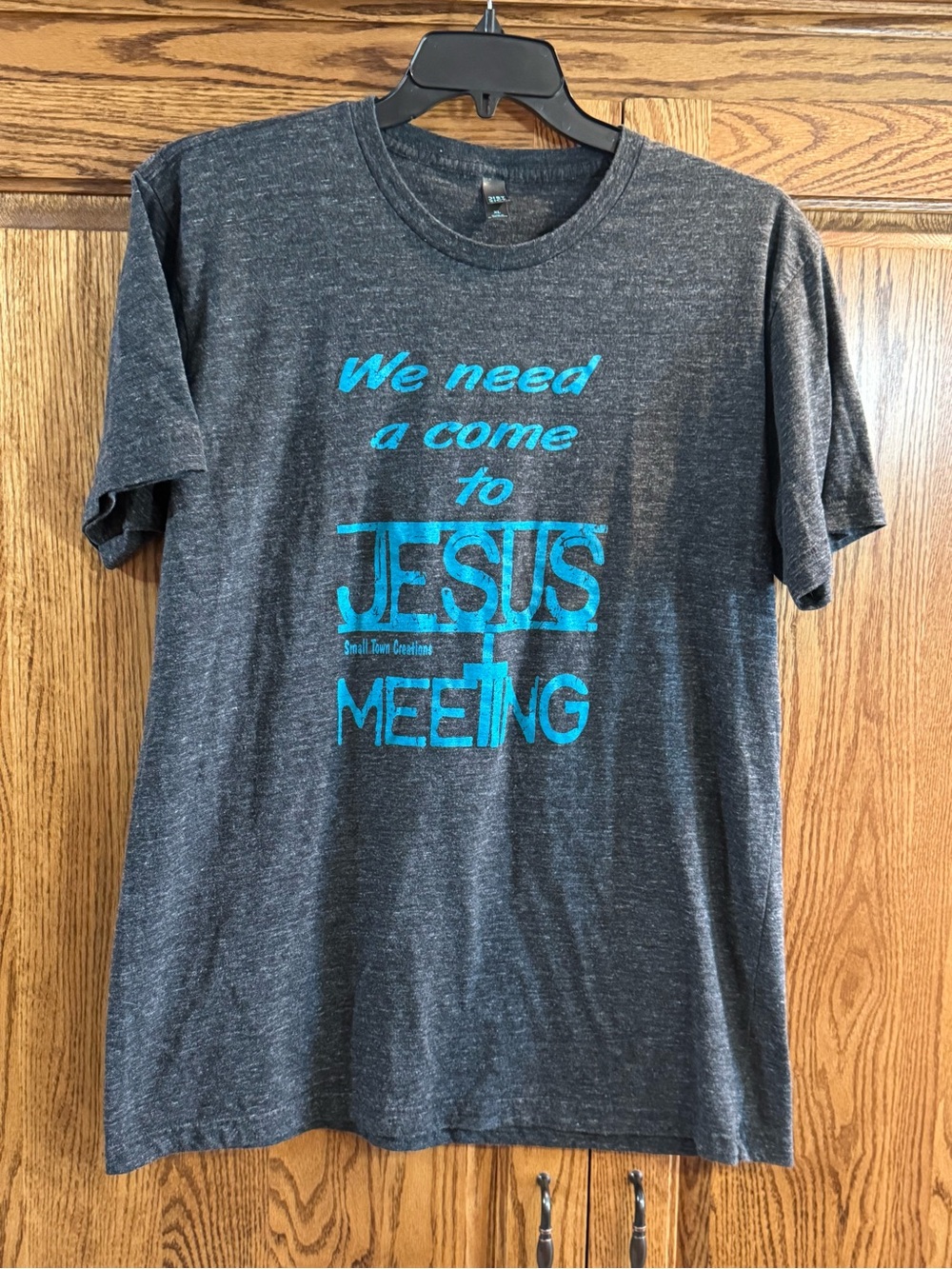 District Men's Charcoal T-Shirt with Teal Faith Graphic